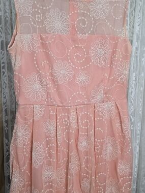 Ixia Pink Embroidered Illusion Neckline Party Dress L